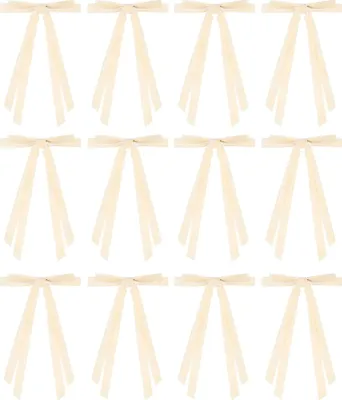 Produktbild von 12 Samt-Weihnachtsschleifen (15 x 20 cm) im Vintage-Stil, ideal für Weihnachtskränze, Geschenkverpackungen und Girlanden.