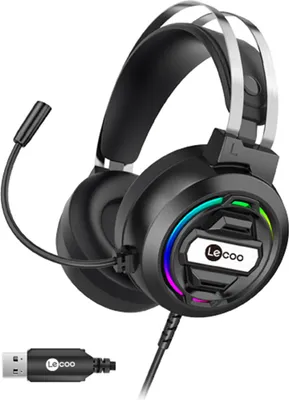 Produktbild von USB-Gaming-Headset fuer PC, Surround-Sound, kabelgebundene Kopfhoerer mit buntem LED-Licht, Computer-Kopfhoerer mit Mikrofon mit Geraeuschunterdrueckung