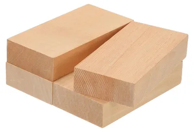 Schnitzblöcke aus Lindenholz, 4 Stück, 2x5x10 cm, handgefertigt