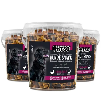 Produktbild von PÄTSO Hunde Snack Trainingssnack, 500g - Huhn + Wild - Soft Bone