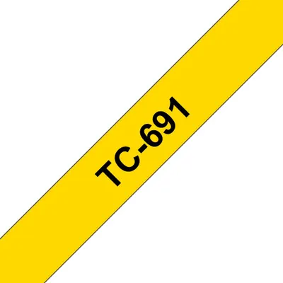 Produktbild von Brother TC-691 Etiketten erstellendes Band Schwarz auf gelb