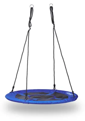 Productafbeelding van Relaxdays Hangschommel, rond, met gesloten zitgedeelte, geschikt tot 100 kg, voor buiten gebruik, afmetingen: 145 x 100 x 100 cm, donkerblauw