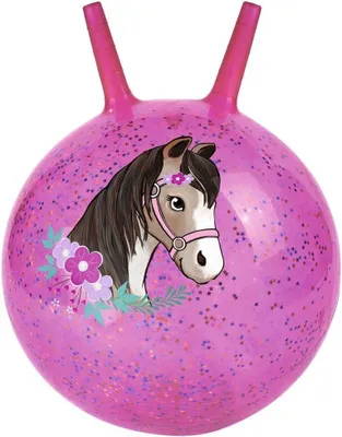 Productafbeelding van Glinsterende paardenspringbal - Fonkelende springbal voor paardenvrienden - Roze met glitter