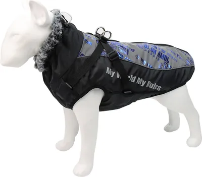 Produktbild von Reflektierender warmer Hundemantel aus Baumwolle, winddicht, warme Haustierkleidung, Winterpullover mit Wollkragen