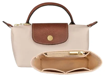 Produktbild von Handtaschen-Organizer Filz Taschenordner - Beige - 16 x 5 x 8 cm - Mit 4 Fächern - Für Handtasche