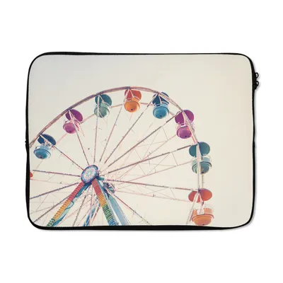 Produktbild von MuchoWow® Laptop Hülle 17 Zoll Laptoptasche Riesenrad - Attraktion - Luft - Sommer - Orange - Zipper - Schutzabdeckung