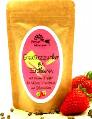 Produktbild von Gewürzzucker für Erdbeeren mit grünem Pfeffer 85g