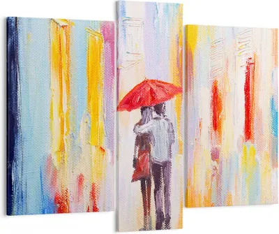 Produktbild von Bild auf Leinwand - Leinwandbild - Liebhaber Regenschirm - 95x80cm - Wand Bild - Wanddeko - Leinwanddruck - Bilder - Kunstdruck - Wanddekoration - Leinwand bilder - Wandkunst - CB95x80-3692