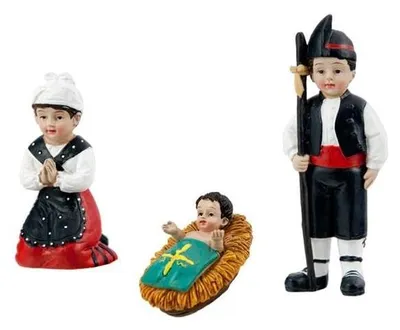 3 Asturische Fallero-Figuren, Harz, handbemalt, 8 cm