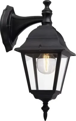 Obrázok produktu pre Vonkajšie nástenné svietidlo, BRILLIANT NEWPORT, čierna kov/sklo, E27 1x60W, IP23, V 34 cm