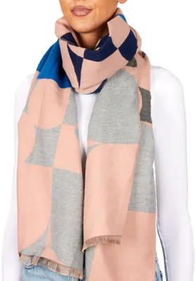 Produktbild von BRUBAKER Cashmirillo Damen Schal mit Modernem Muster - 70 x 200 cm - Warm, Kuschelig - Damenschal für Herbst & Winter, Rosa & Grau