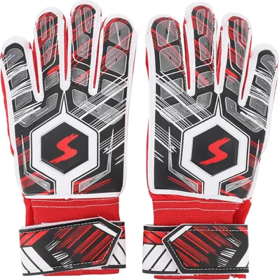 Produktbild von 1 Paar Kinder-Fußballhandschuhe, Latex, Kollisionsfestigkeit, Fußball-Torwart für Grip, Fingerschutz, Rot, Größe 6