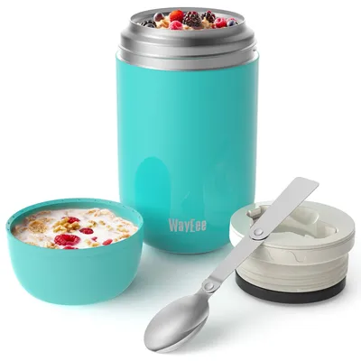 Productafbeelding van RVS Voedselcontainer met Vouwlepel, 710ml voor Warm en Koud Voedsel