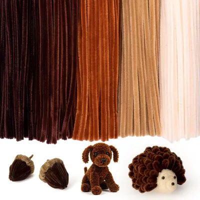 Produktbild von 500 Stück braune Pfeifenreiniger, Chenille-Stiele, Pfeifenreiniger, Basteln für DIY Kunst und Bastelprojekte, kreative Geschenk-Party-Dekorationen
