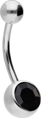 Produktbild von Bauchnabelpiercing Chirurgenstahl Bananabell KRISTALL Farbe: Silber + Kristall: Schwarz Stablänge: 12mm
