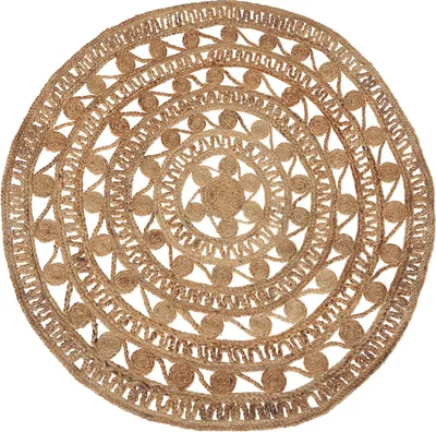 Produktbild von BELIANI Teppich Beige Jute ø 140 cm Kurzflor Mandala Design Handgefertigt Rund