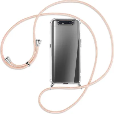 Produktbild von Handykette Backcover-Schutzhülle mit Band (Metall silberfarben) für Samsung Galaxy A80 - rose peach