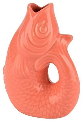 Zdjęcie produktu dla Gift Company Vase Monsieur Carafon XS, ozdobny wazon w kształcie ryby, kamionka, kolor łososiowy, 13 cm, 1087402094