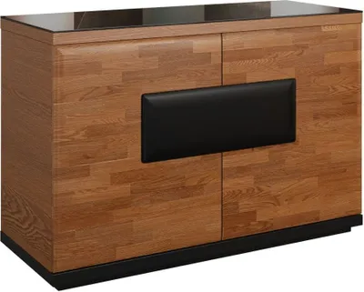 Produktbild von Anrichte, Eiche teilmassiv, Breite: 122 cm, Farbe: Walnuss / Schwarz