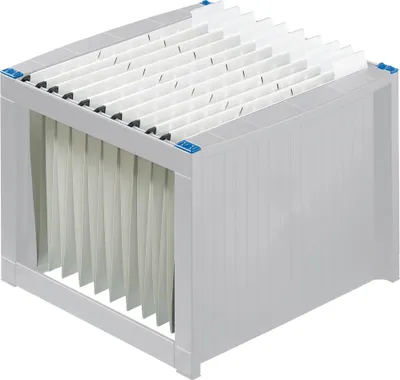 Produktbild von helit Hängekorb H6110084 max. 40Mappen DIN A4 lichtgrau/blau