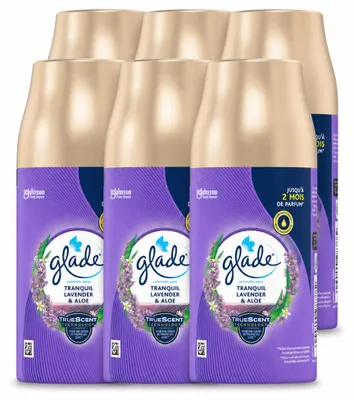 Zdjęcie produktu dla 6 sztuk wkładów do automatycznego dozownika zapachów Glade - zapach "Spokojna lawenda i aloes" - 269 g - zestaw ekonomiczny