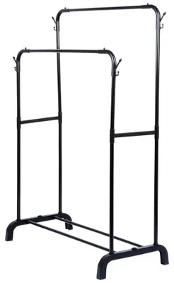 Image de Porte-vêtements autoportant - Double barre - Métal - 110 x 45 x 152 cm - Noir