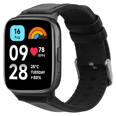 Produktbild von kwmobile Leder Uhrenarmband für Xiaomi Redmi Watch 3 Active / Redmi Watch 3 Lite Armband - Ersatzarmband für Fitnesstracker mit Uhrenverschluss -