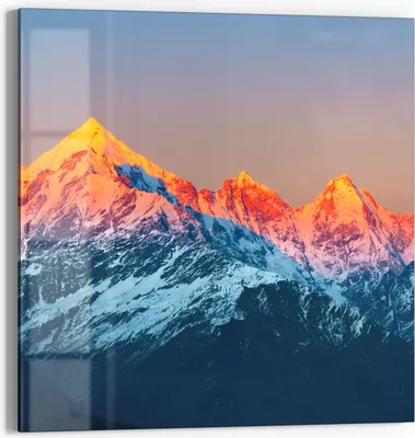 Produktbild von DEQORI Glasbild Echtglas 30x30 cm 'Panchchuli in Abendsonne' Wandbild Bild modern Deko