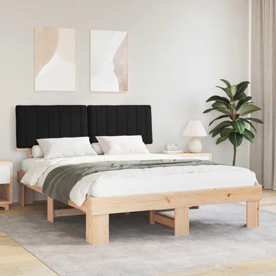 Image de Maison Exclusive - Cadre de lit avec tête de lit rembourrée Noir 150 x 200 cm