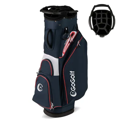Zdjęcie produktu dla Torba golfowa COSTWAY, lekka torba na wózek golfowy z pokrowcem przeciwdeszczowym, 14 przegródkami i paskiem do przenoszenia, wodoodporna torba golfowa, torba na wózek golfowy, granatowa