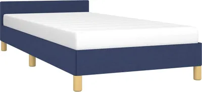 Produktbild von vidaXL Bettgestell mit Kopfteil ohne Matratze Blau 100x200 cm Stoff
