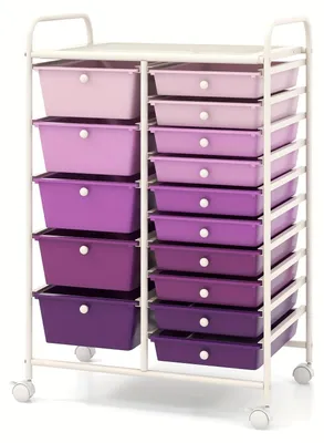 Produktbild von Aufbewahrungsbox - Rollwagen - Schubladenschrank - Rollcontainer - Organizer - Lila - 12 Schubladen in 2 Größen