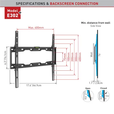 Immagine prodotto di Sistemi di montaggio Barkan E302+ Supporto TV 165,1 cm (65") Nero