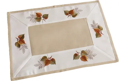Produktbild von Tischwäsche mit Stickerei Blätter 40 x 90 cm