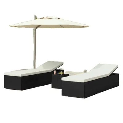 Zdjęcie produktu dla VidaXL 3057662, Lounge, Obite siedzisko, Poliester, Technorattan, Stal, Czarny, Kremowy, Biały, 600 mm, 1950 mm