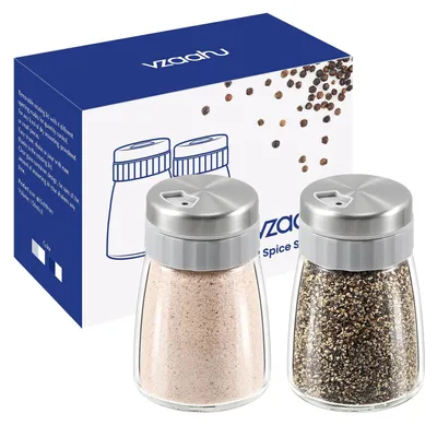 Image de Omgoods - Ensemble de 2 pots à sel et à poivre avec 3 niveaux de mouture