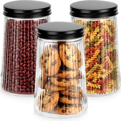 Produktbild von Vilde | Lebensmittelbehälter - 3 Stück - Behälter zur Aufbewahrung von losen Produkten - mit Schraubverschluss - aus Glas - 1 l