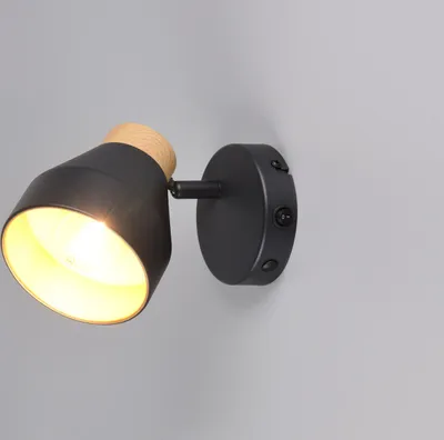 Produktbild von LED Wandstrahler Wandlampe innen mit Schalter Schwarz Gold Schlafzimmer, H:19cm