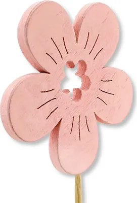 Produktbild von Holz Blumen-Stecker Blüte rosa 7 x 36cm Dekostecker Blumenstab Blumenstab Holzstecker