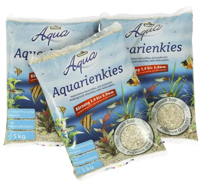 Aquarium Kies, 3,0-5,0 mm, 3 x 5 kg, Naturquarz