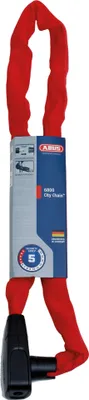 Produktbild von ABUS Kettenschloss CityChain 6800 - Fahrradschloss aus gehärtetem Stahl - mit Textilschlauch und praktischem Wendeschlüssel - ABUS-Sicherheitslevel 5 - 85 cm - Rot