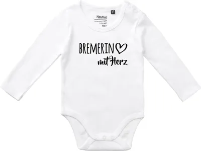 Produktbild von Huuraa Baby Body Bremerin mit Herz 74 White  Baumwolle Fairtrade Langarmbody Geschenkidee