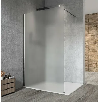 Zdjęcie produktu dla Szklana ścianka VARIO CHROME do montażu na ścianie, 1-częściowa, 1400 mm, szkło matowe
