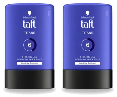 Imagen del producto de 2 unidades de gel moldeador Taft Men Power Titane Hold 6, 300 ml cada uno. Paquete económico