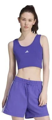 Immagine prodotto di Canotta da donna adidas Essentials, logo piccolo, in cotone, stile casual, colore viola intenso/bianco