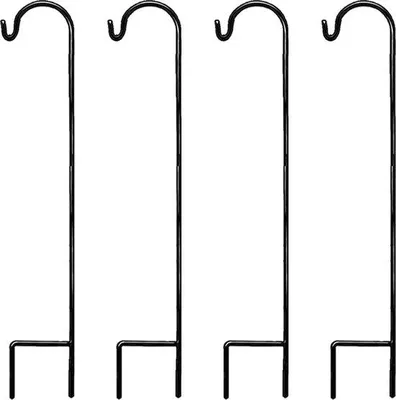 Productafbeelding van Famanu Verstelbare plantophangers - Set van 4 - Roestbestendig - 120 cm - Tuindecoratie voor bloemenbakken en vogelhuisjes - Zwart