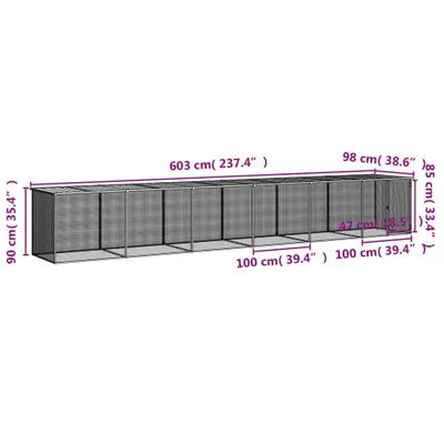 Zdjęcie produktu dla vidaXL Klatka dla kur z dachem antracyt 603x98x90 cm Stal ocynkowana