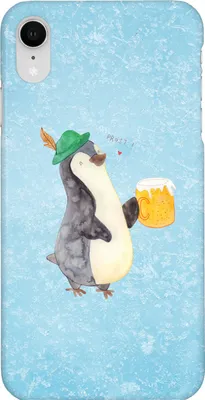 Produktbild von Mr. & Mrs. Panda Iphone XR Handyhülle Pinguin Bier - Eisblau - Geschenk, Beschwippst, Premium Kunststoff, , Handy Case, Feierabend, Pinguine