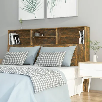Produktbild von vidaXL Kopfteil mit Ablagen Räuchereiche 160x19x103,5 cm - Kopfteil-Schrank - Kopfteil-Schränke - Bett-Kopfteil - Bett-Kopfteil-Schrank