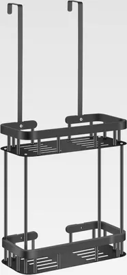 Produktbild von Duschablage zum Hängen, Duschablage Ohne Bohren mit 2 Duschkörben, Duschkorb zum Hängen für Glasduschtüren, Dusch Organizer Schwarz